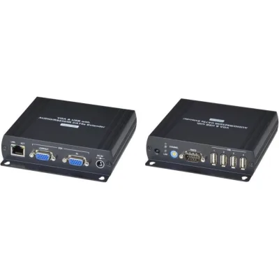 Комплект (приемник и передатчик) для передачи VGA, 4xUSB2.0, RS232, Стерео Аудио и ИК-управление на расстояние до 120м SC&amp;T VKM04 (CAT5e)/140м(CAT6) sct1247