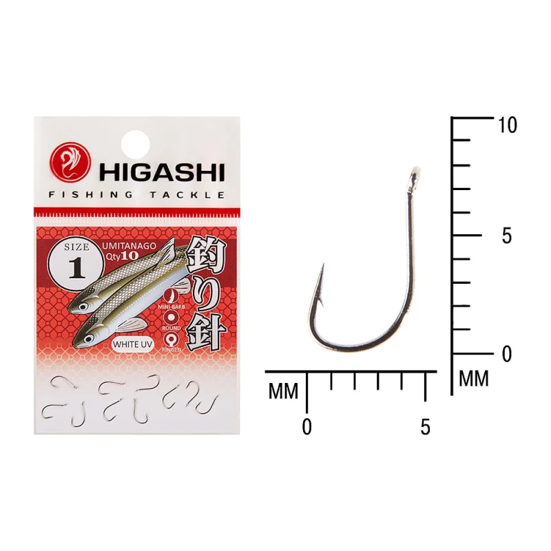 Крючок HIGASHI Umitanago ringed #1 White UV 03695