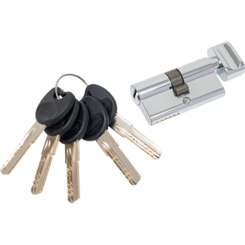 Цилиндр PALIDORE 60PC 30/30С ключ/завертка, хром блестящий 98760915