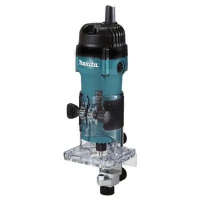 Фрезер кромочный Makita 530Вт, 35000 об\м, цанга-6мм, глубина 42мм, антирестарт,1.4кг,кор M3702B