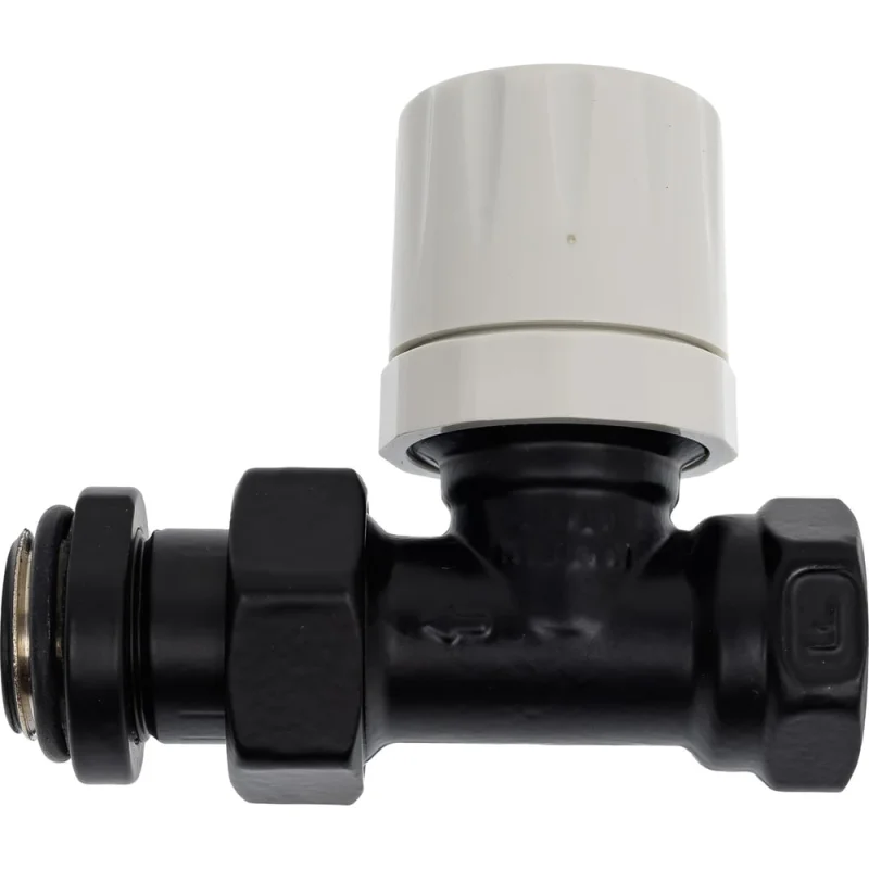 Вентиль термостатический прямой GUARDO Purmo 1/2", с американкой MTB 130 RAL 9005 Черный матовый