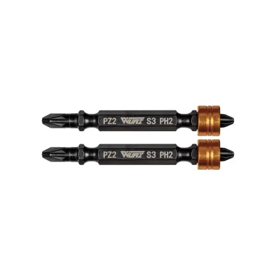 Бита двухсторонняя WURZ PH2/PZ2- 65мм с магнитным держателем 2шт/блистер 3331-2