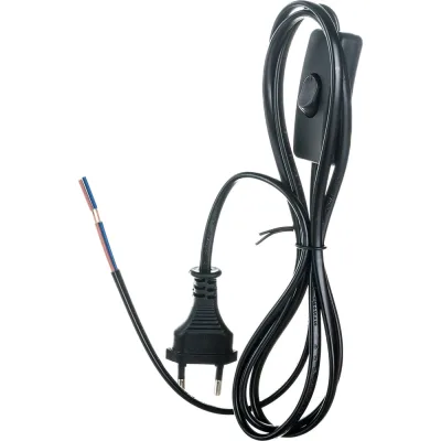 Сетевой шнур с вилкой и выключателем Uniel UCX-C10/02A-170, BLACK, 2А, 500Вт, 1,7м UL-00004429