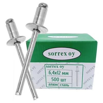 Вытяжная заклепка SORREX 6,4x12, алюминий/сталь, 500 шт. 2ASD 64120 500