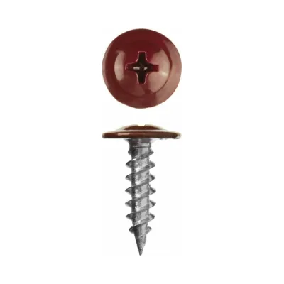 Саморез с прессшайбой ЖЕСТЬ острый, 4,2x25 мм, RAL3005, 16 шт., европодвес УТ-00010100