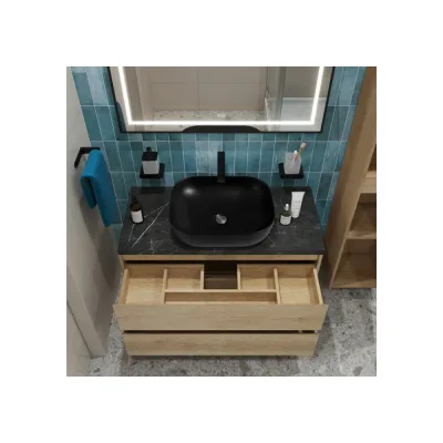 Подвесная тумба со столешницей и накладной раковиной BelBagno KRAFT 100 KRAFT100RNN-KEPMNO-1302-H301-SET