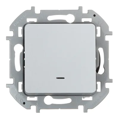 Выключатель Legrand Inspiria одноклавишный встраиваемый алюминий с подсветкой (673612)