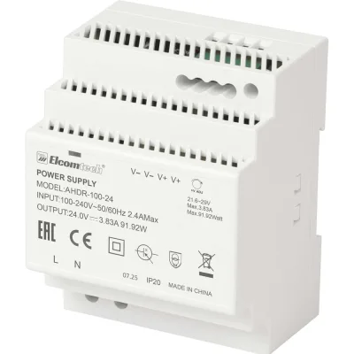 Блок питания ELCOMTECH A HDR-100-24 AC/DC на DIN рейку 92W 24V 3.83A 4х модуль УТ-00039961