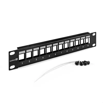 Патч-панель модульная ExeGate EPPB-10-12 10", UTP, 12 port, наборная, неэкранированная, 1U, RoHS, Black, RTL 297322
