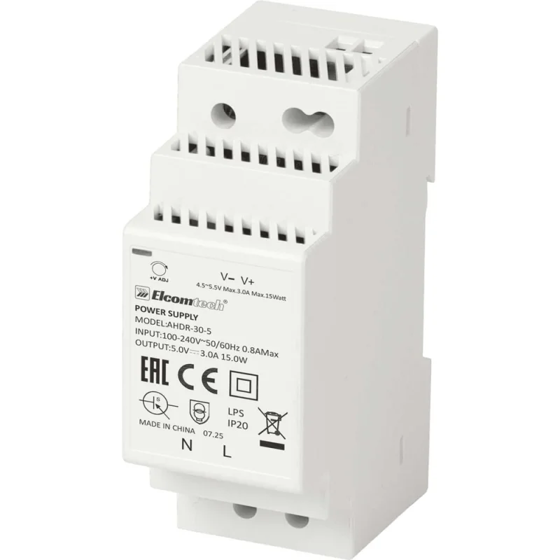 Блок питания ELCOMTECH A HDR-30-5 AC/DC на DIN рейку 15W 5V 3A 2х модуль УТ-00039968