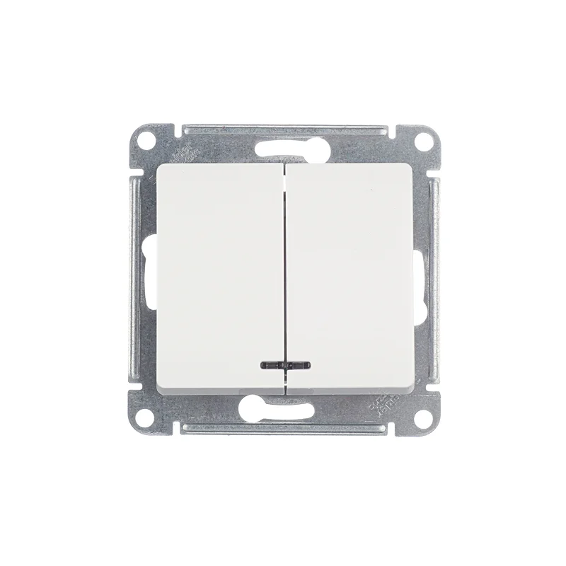Выключатель Systeme Electric Glossa двухклавишный встраиваемый белый с подсветкой (GSL000153)