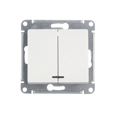 Выключатель Systeme Electric Glossa двухклавишный встраиваемый белый с подсветкой (GSL000153)