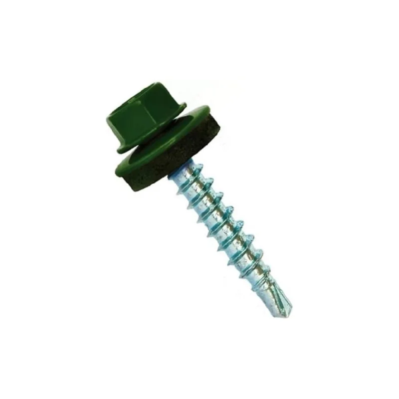 Кровельный саморез Rizzel 4,8x70 RAL 6005 сверло №1, 100 шт 00000319285
