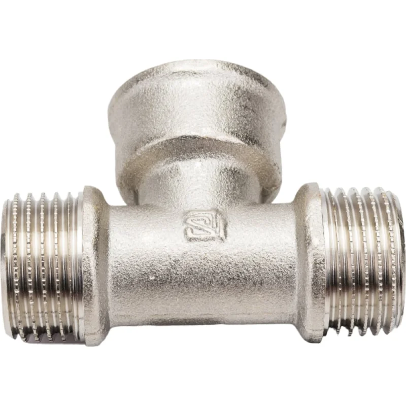 Тройник латунный Ду15 (1/2") Н-В-Н никелированный STI D270-05067 3509