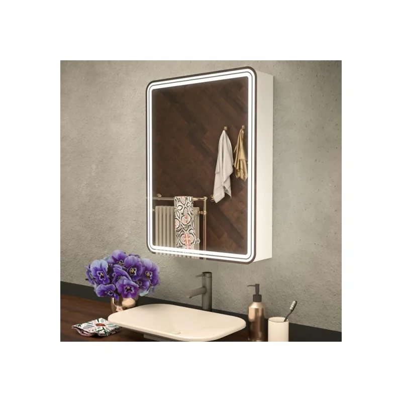 Зеркало шкаф MIXLINE "Адриана" 600x800 ШВ, правый, сенсорный выключатель, светодиодная подсветка 547076
