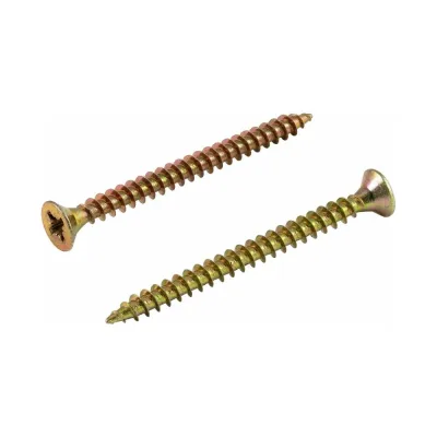 Универсальный саморез КВАДРА 5x40 желтый, потайная голова, цинк, уп. 10 шт. 504040108120