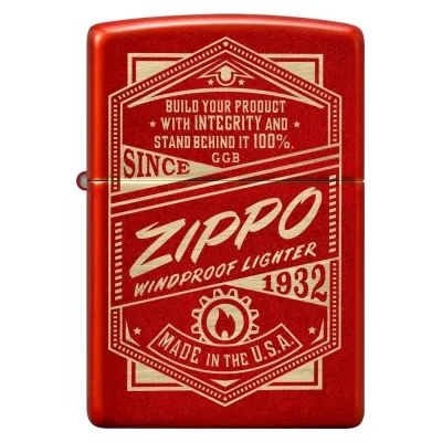 Зажигалка Zippo Classic с покрытием Metallic Red, латунь/сталь, красная, 38x13x57 мм 48620