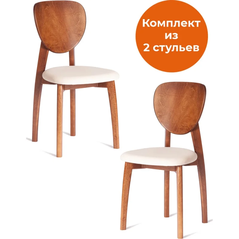 Стул TetChair 2 шт DIAMANTE мягкое сидение, бук, 42x42x85 см, коричневый, ткань Tenerife Cream 21222