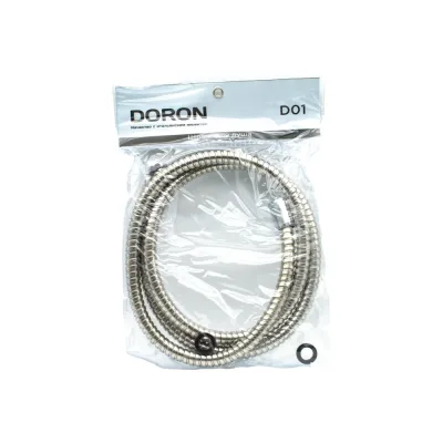 Шланг для душа DORON D01, 150 см, оплетка: нерж. сталь, (имп/имп), пакет 7778