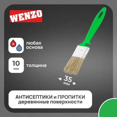 Кисть плоская смешанная щетина пластиковая ручка Wenzo Pro 35х10 мм для антисептиков