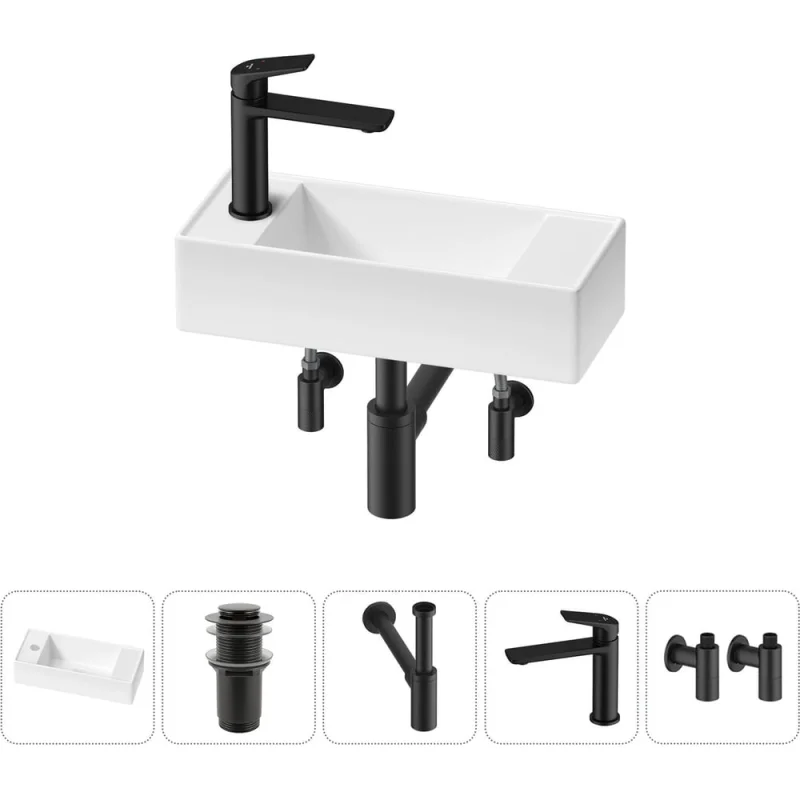 Комплект Wellsee 5 в 1 Lavinia Boho Bathroom Sink накладная/подвесная раковина 43x18 см 20216286R