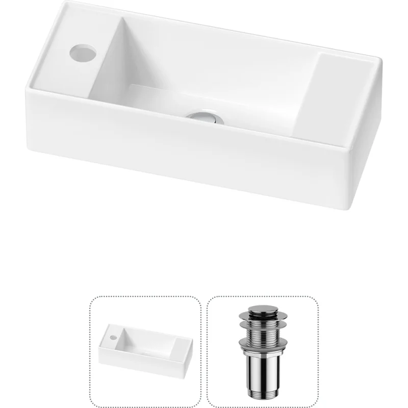 Комплект 2 в 1 Wellsee Bathroom Sink накладная/подвесная раковина 43x18 см, состоит 20216273R