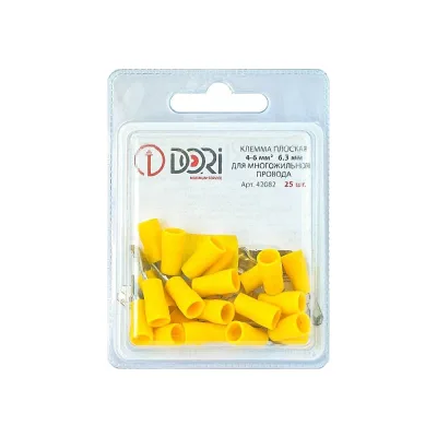 Разъём DORI плоский изолированный штекер 6,3 мм 4-6 мм2 РПИп 25 шт 42082