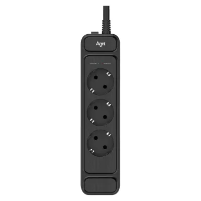 Сетевой фильтр плоский AGNI 3 розетки, 3 метра, чёрный TP-FS3E-3m-black