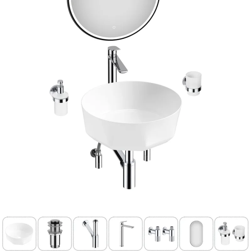 Комплект Wellsee 7 в 1 Lavinia Boho Bathroom Sink накладная раковина 42x42 см 20219485R