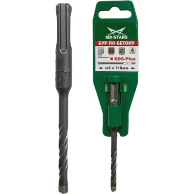 Бур по бетону и кирпичу 4 кромки 8x350 мм, SDS-Plus MD-STARS MD-B4C8Х350