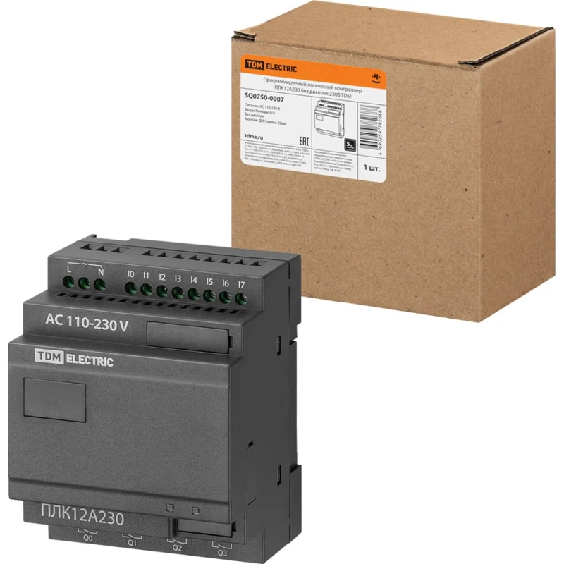 Программируемый логический контроллер TDM ELECTRIC ПЛК12A230 без дисплея 230В SQ0750-0007