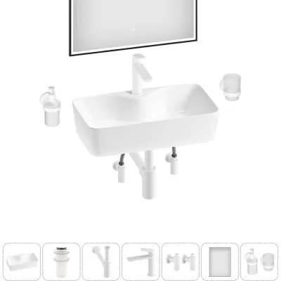 Комплект Wellsee 7 в 1 Lavinia Boho Bathroom Sink накладная раковина 54x30 см 3331110 20219360R