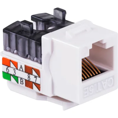 Модуль Keystone DATAREX кат.5e, UTP, 1xRJ45, T568A/B, 90, белый DR-510000