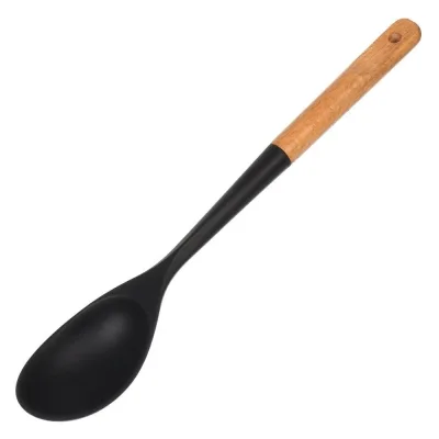 Ложка поварская Daniks бамбук, силикон, навеска, Black, WFCFA-0038-1 481065
