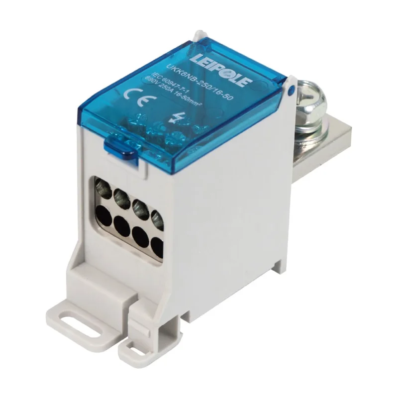 Распределительный блок (коробка) Leipole 250А, 690В, на DIN-рейку UKK6NB-250/16-50/8x10 5012.102