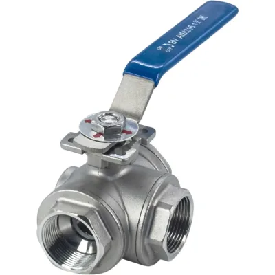 Кран шаровый трехходовой (T-тип) нержавеющий NEWKEY AISI316 DN32 (1_1/4"), (CF8M), PN40 NK-BTt32/6