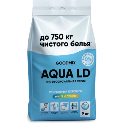 Профессиональный стиральный порошок без фосфатов AQUA LD (Аква ЛД) 9кг GOODMIX 173310