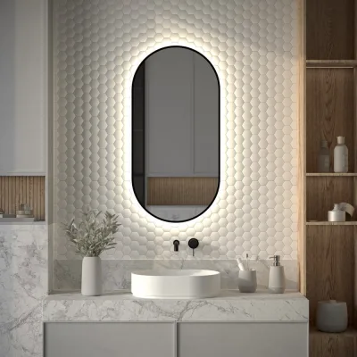 Зеркало с окантовкой и LED-подсветкой DEFESTO 26W (50x100 cm) (Без выключателя) (Нейтральный белый свет) AURA DF 2924