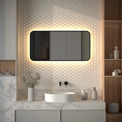 Зеркало с окантовкой и LED-подсветкой DEFESTO 28W (100x50 cm) (ИК - выключатель) (Теплый белый свет) AURA DF 2975RH