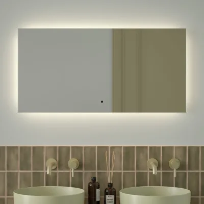 Зеркало с фацетом и LED-подсветкой DEFESTO 28W (100x50 cm) (ИК - выключатель) (Нейтральный белый свет) GLOW DF 2505RH