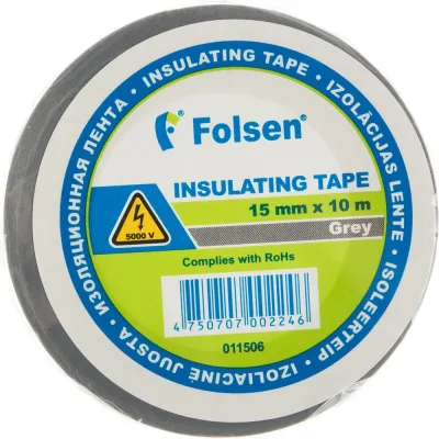 Изоляционная лента Folsen 15ммx10м серая 011506