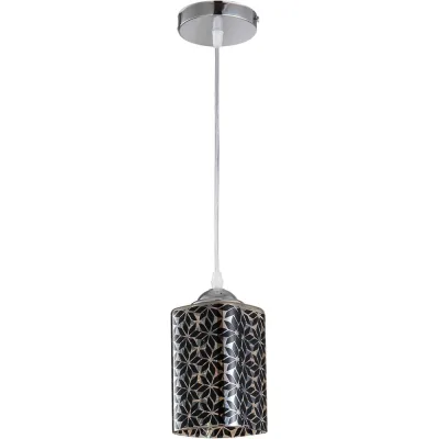 Люстра De Fran SP -0831 Е27 220В 1x60Вт Узор, хром CH+WHB, прозрачное/черное стекло СЛ069610