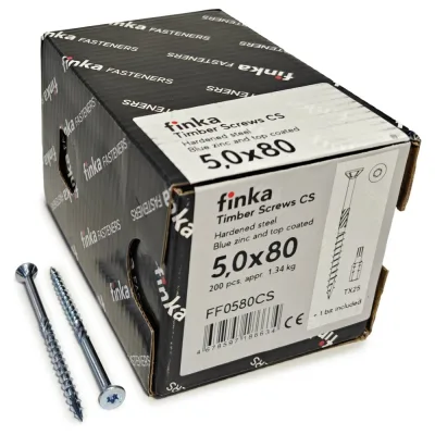 Шурупы конструкционные Finka Timber Screws CS 5,0x80 TX25 (Голубой цинк, потай, 200шт) FF0580CS