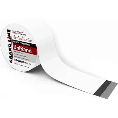 Герметизирующая лента Grand Line Uniband самоклеящаяся, ral 9003, белая, 10 м, 15 см 609137