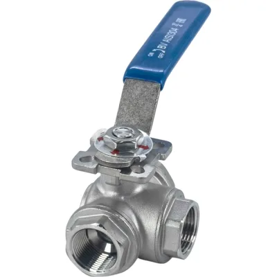Кран шаровый трехходовой (T-тип) нержавеющий NEWKEY AISI304 DN20 (3/4"), (CF8), PN64 NK-BTt20/4