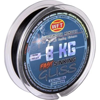 Плетеная леска WFT KG GLISS SINKING Black 150/014 1D-C-226-014