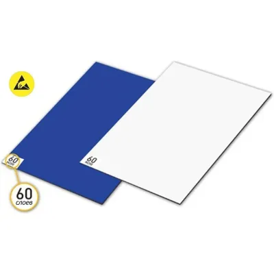 Антистатический липкий коврик Clean Control Tech 60 слоёв, Rs < 1011 Ом, 600х1200mm (6 шт./упак.), синий 4610391618546