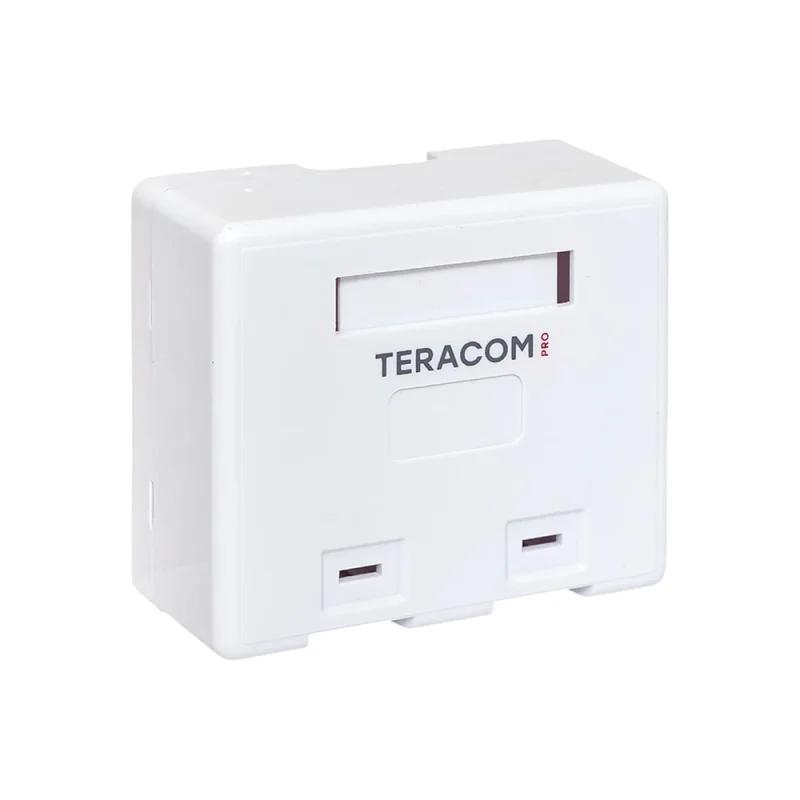 Корпус настенной розетки EKF TERACOM PRO на 2 модуля Keystone со шторками и маркерами, белый TRP-EBOX-2KSTN-WH