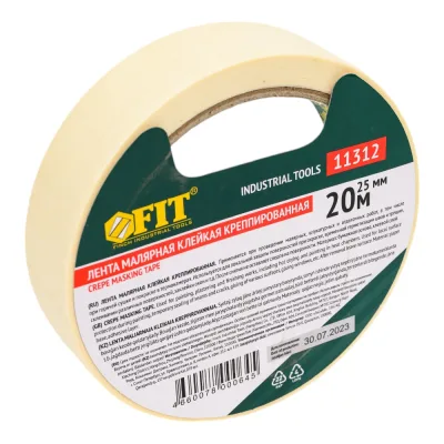 Малярная креппированная, самоклеящаяся лента FIT IT 25 мм х 20 м 11312