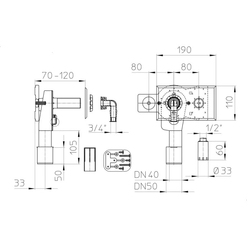 Сифон 405 без установочного уголка, DN40/50 HL 405ECO